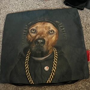 Pets Rock Black and Brown Dog Print Pillow Cover